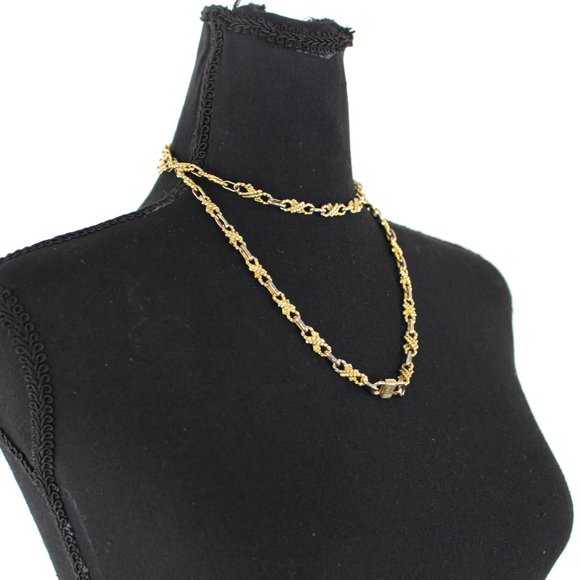 CÉLINE Gold Chainlink Long C Triomphe Logo Necklace Stackable Paris Vintage - Picture 4 of 6